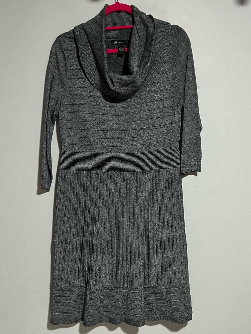 Dark Gray Cowl Neck Knit Sweater Dress - Unknown Brand #0028